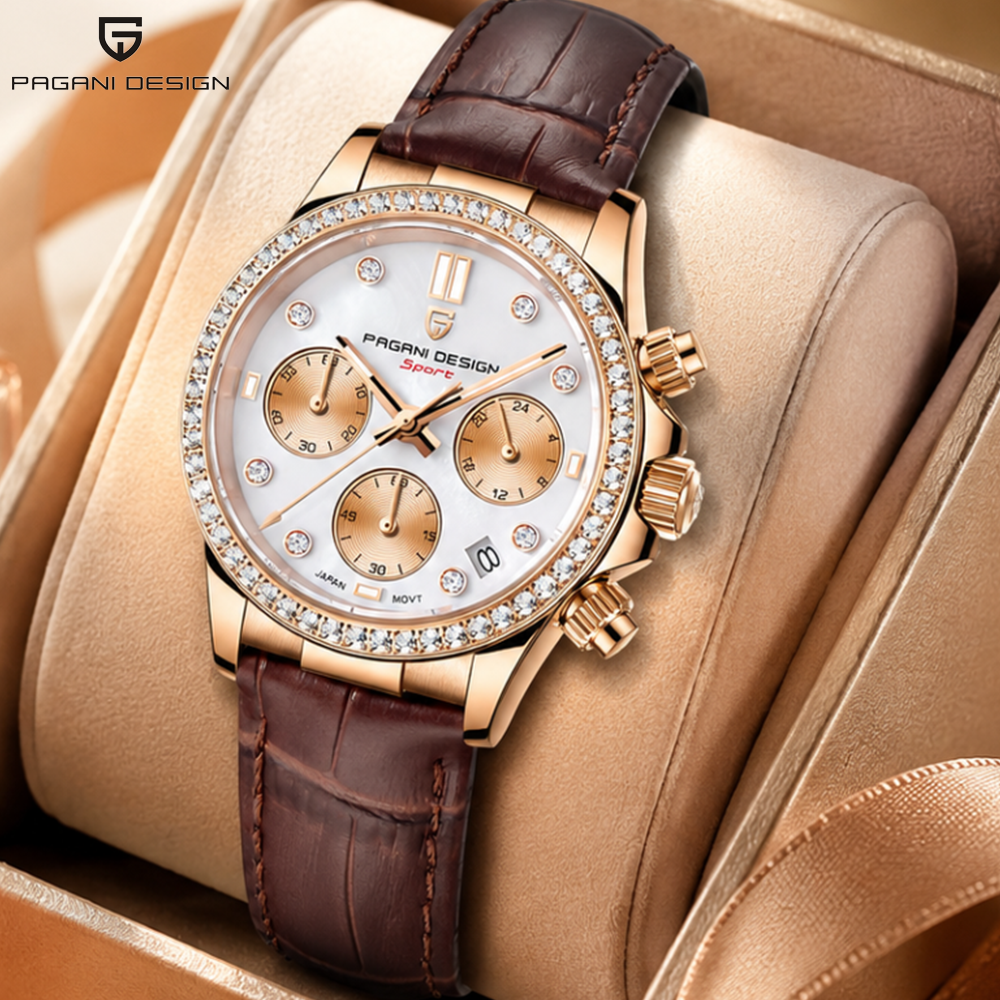 Luxury Watch Leather - PAGANI DESIGN Women's Chronograph Quartz Watch