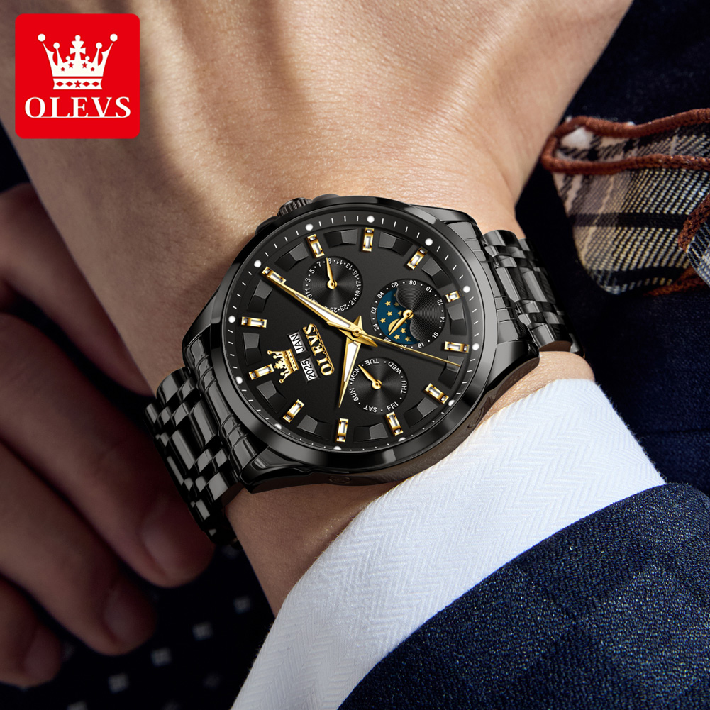 OLEVS 7070 Automatic Watch Men - Luxury Watch Leather incelemesi ve fiyatı