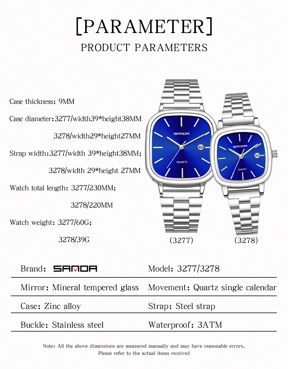 SANDA Couple Quartz Watch Men' - Luxury Watch Store incelemesi ve fiyatı