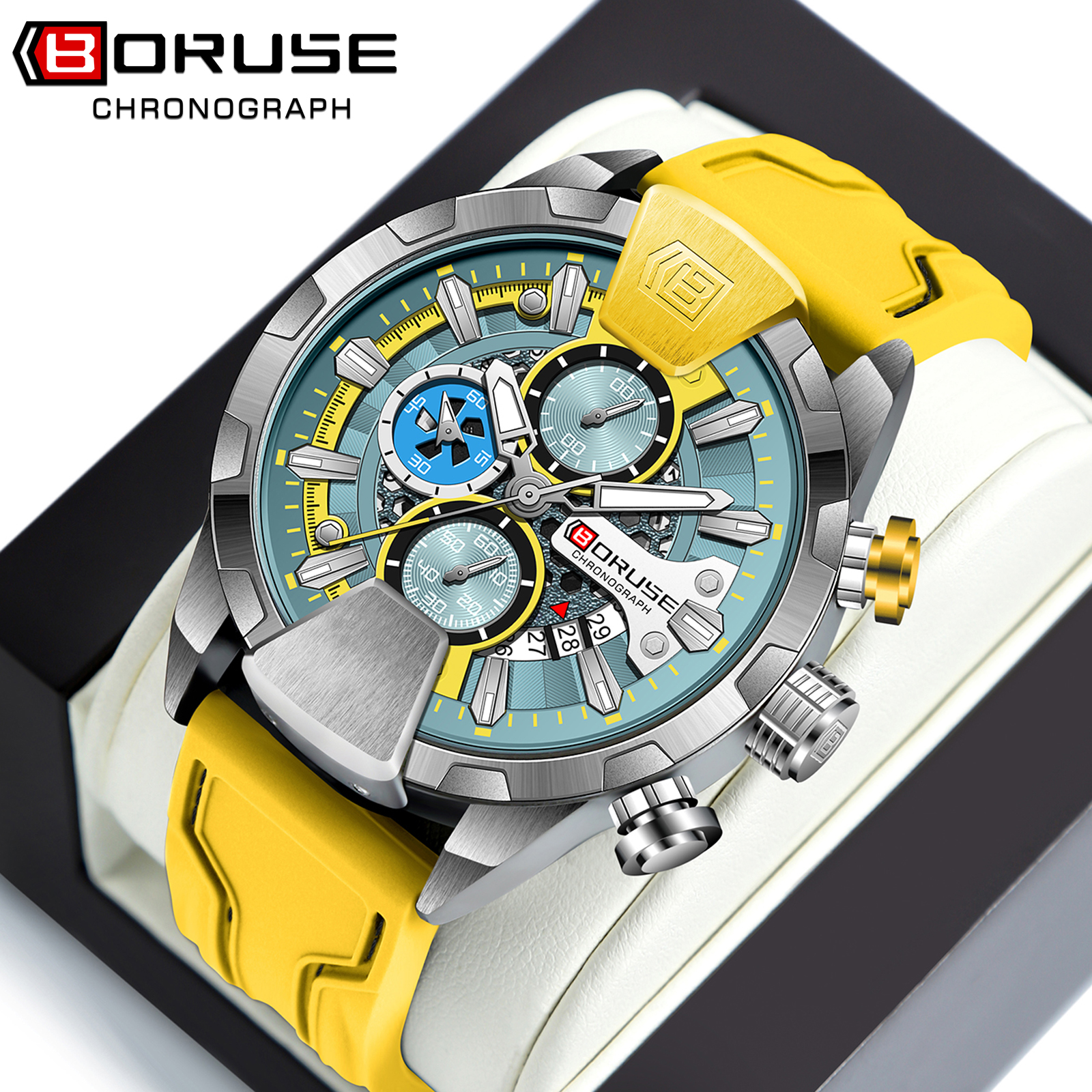 BORUSE Yellow Watches Men Wate - Luxury Watch It incelemesi ve fiyatı