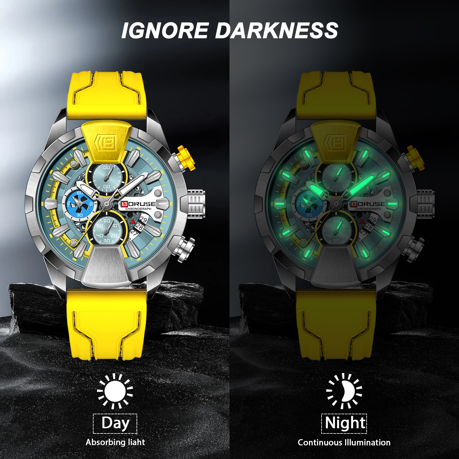 BORUSE Yellow Watches Men Wate - Luxury Watch It incelemesi ve fiyatı