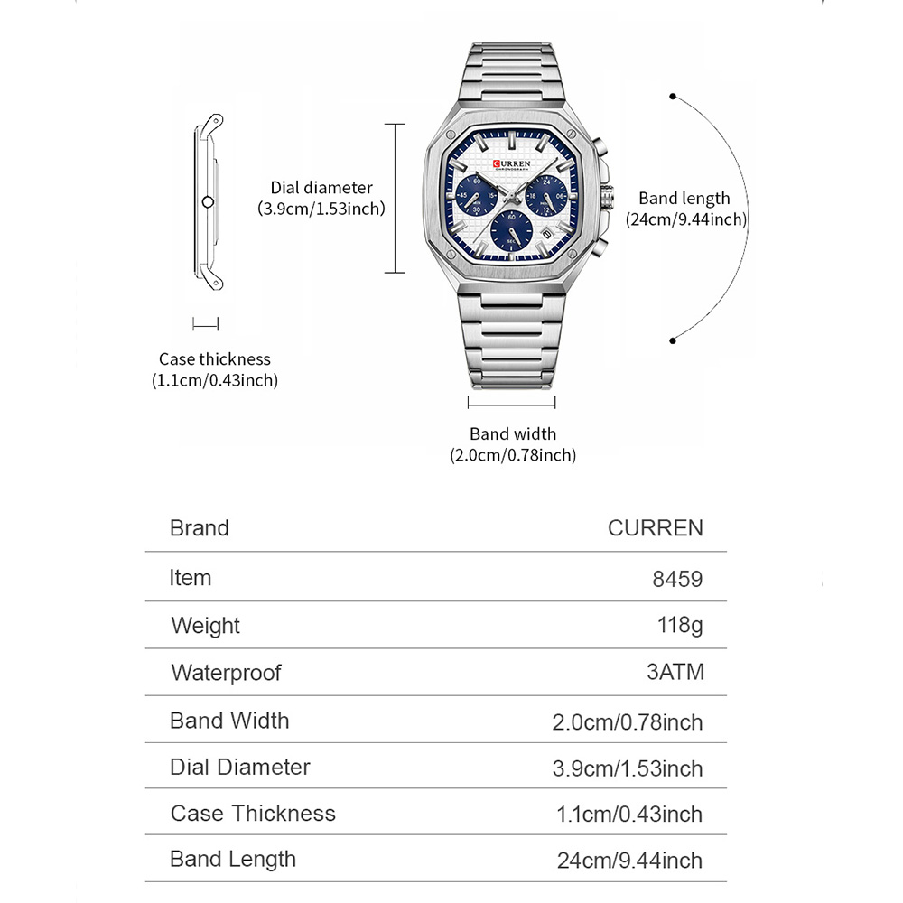 CURREN Luxury Square Chrono Wa - Luxury Watch Men incelemesi ve fiyatı