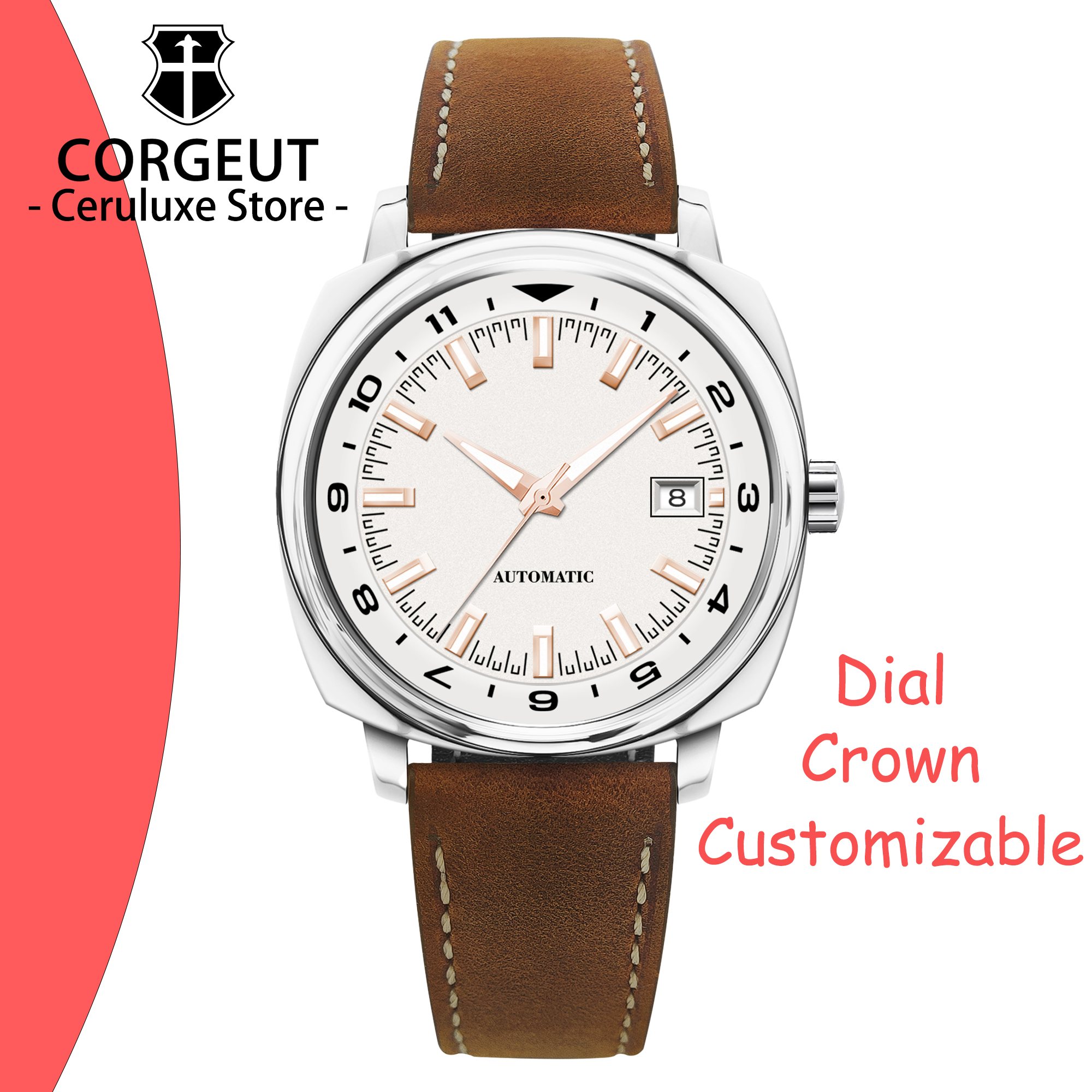 CUSTOM 42MM Stainless Steel Sa - Luxury Watch Leather incelemesi ve fiyatı