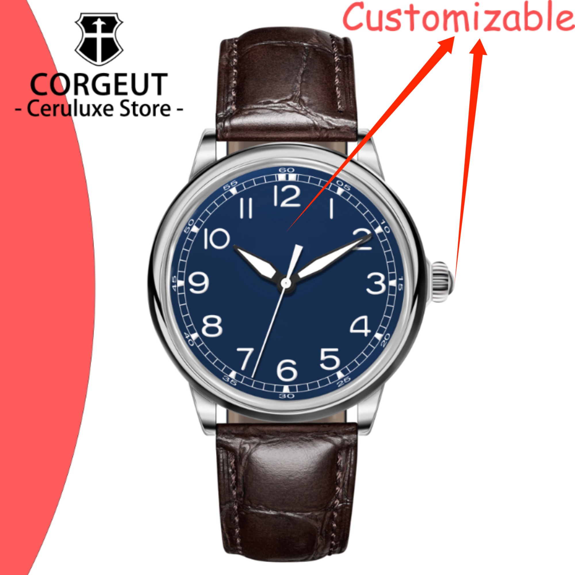 CUSTOM Logo 41mm MIYOTA8215 Au - Luxury Watch Leather incelemesi ve fiyatı