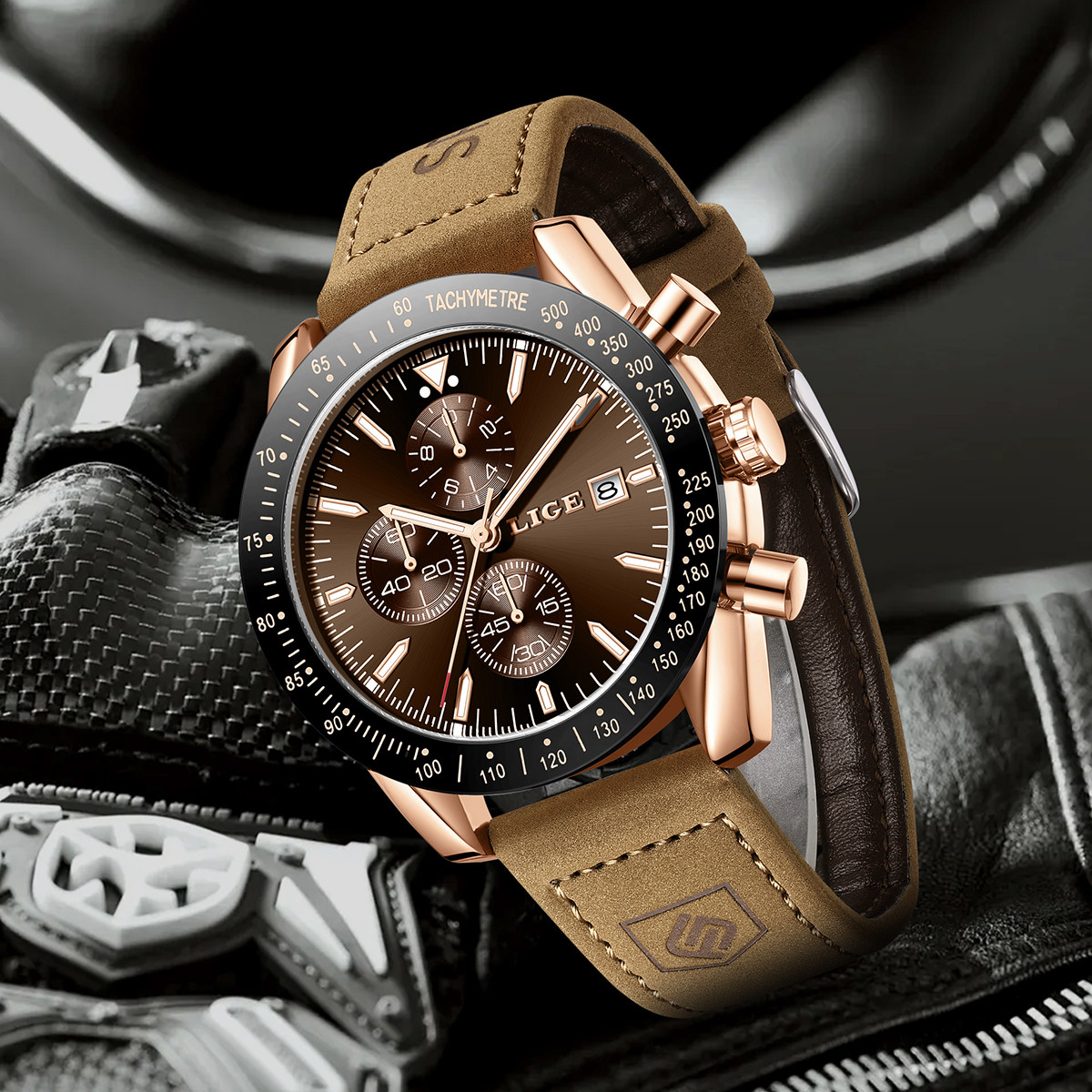 LIGE Leather Watches Men Fashi - Luxury Watch Leather incelemesi ve fiyatı