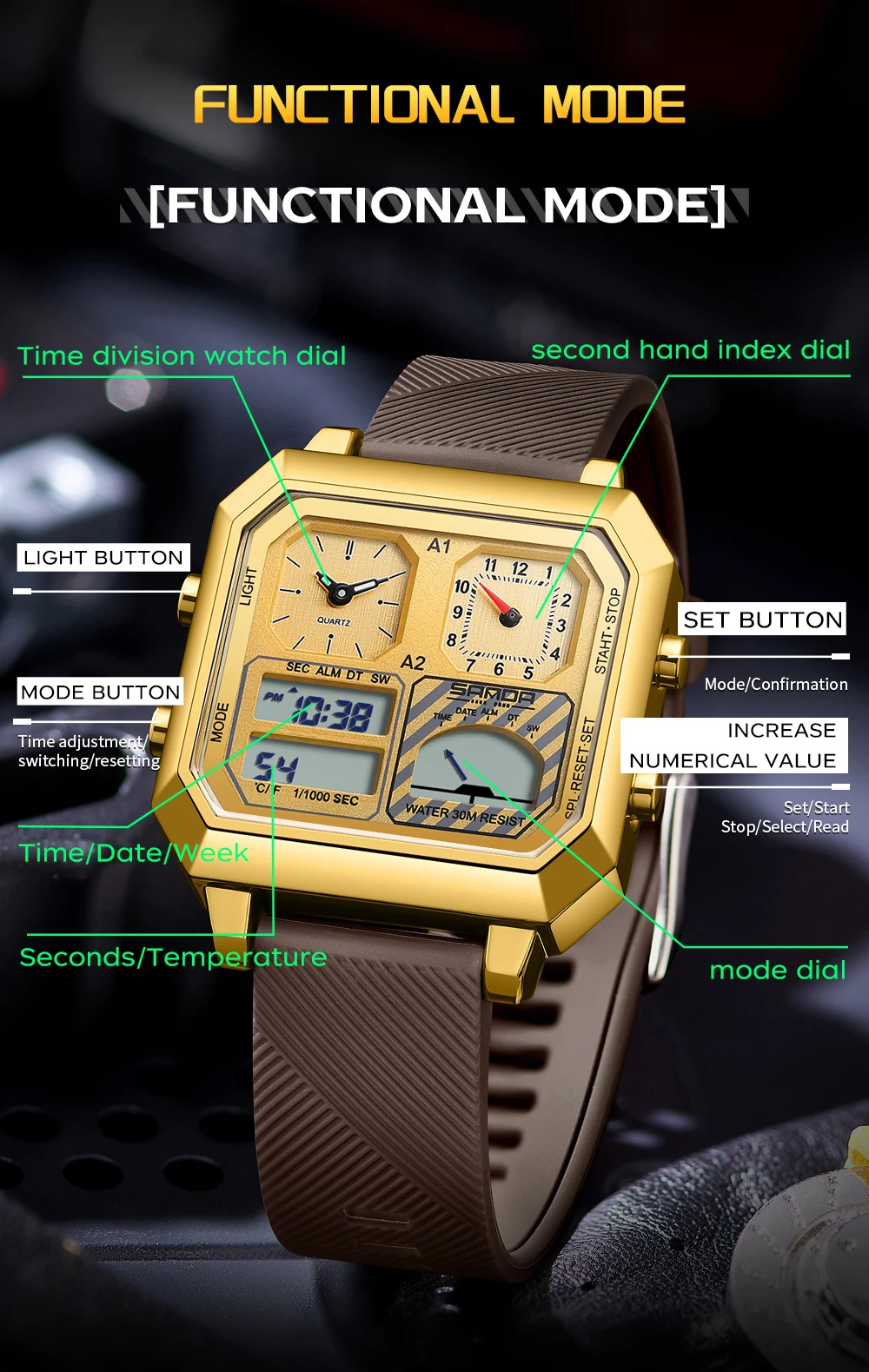 SANDA Top Brand 6210 Fashion M - Luxury Watch Store incelemesi ve fiyatı